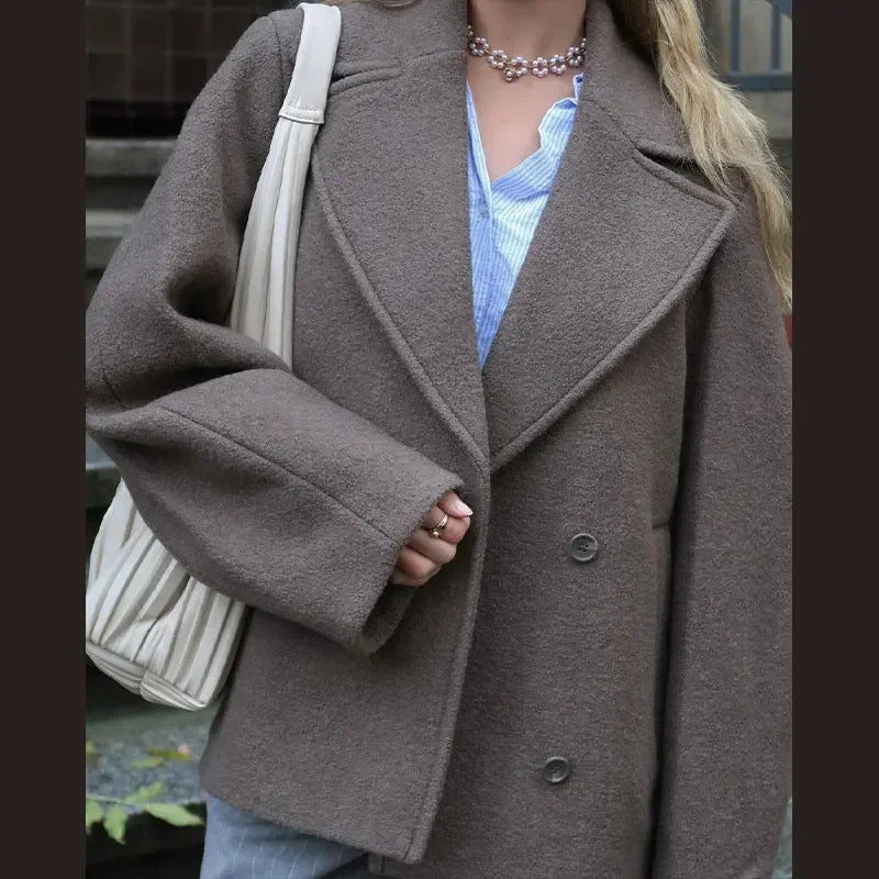 Double Breasted Wool Blazer Coat