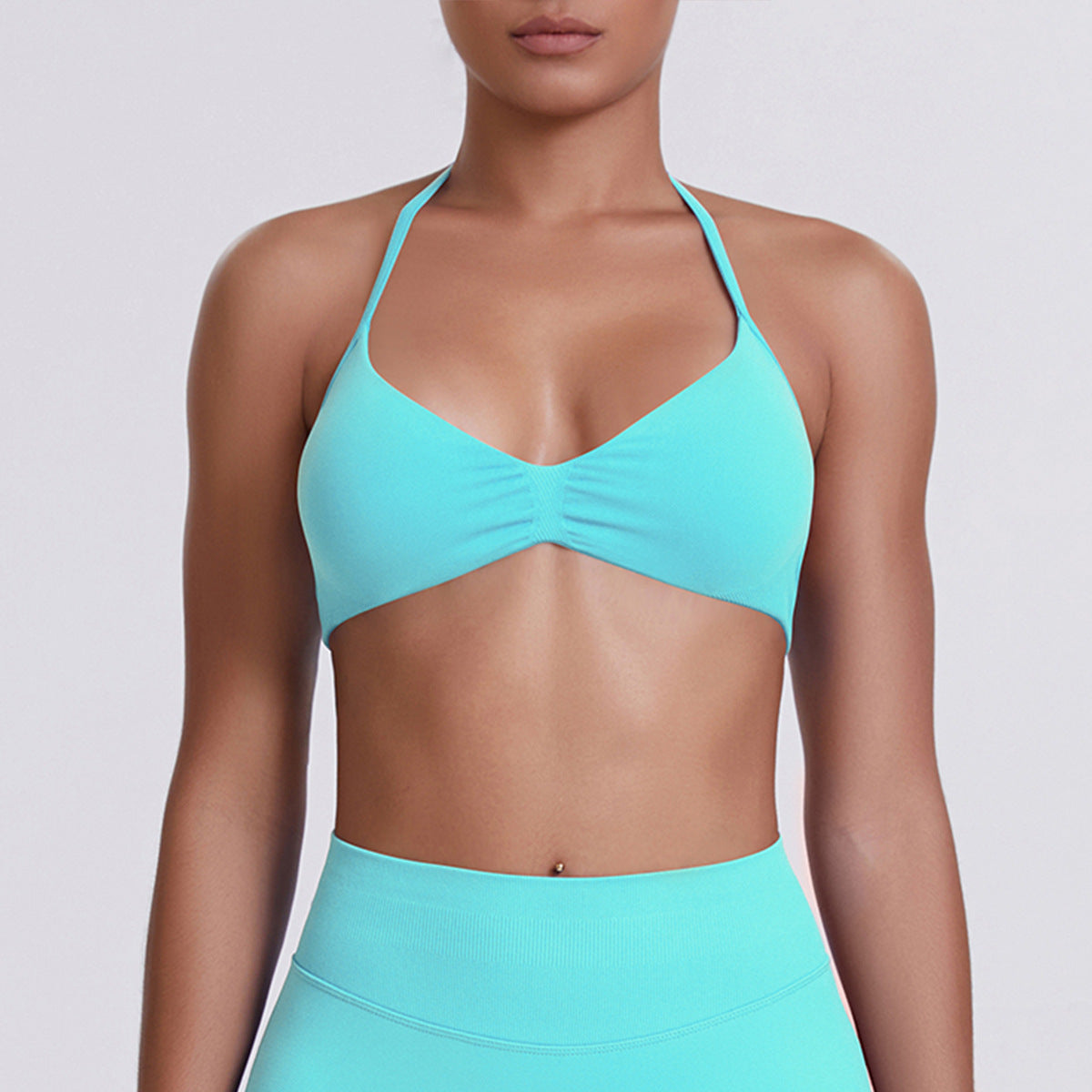 Sport Bra Strappy Bra Top Women High Support Thin Strap Halter Sport Seamless Bras Scrunch Workout Yoga Tank