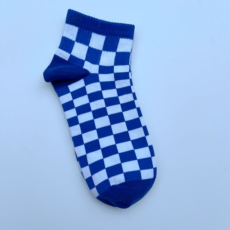 Unisex Korean Checkerboard Ankle Socksv