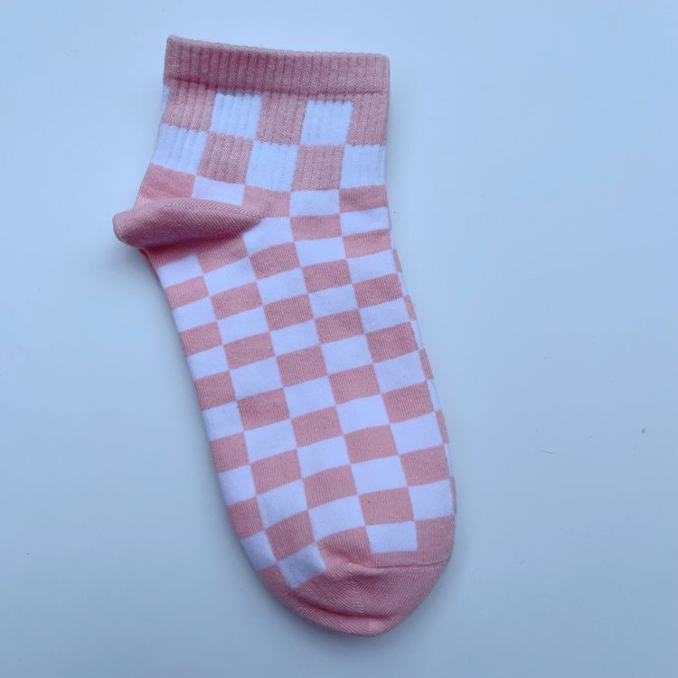 Unisex Korean Checkerboard Ankle Socksv