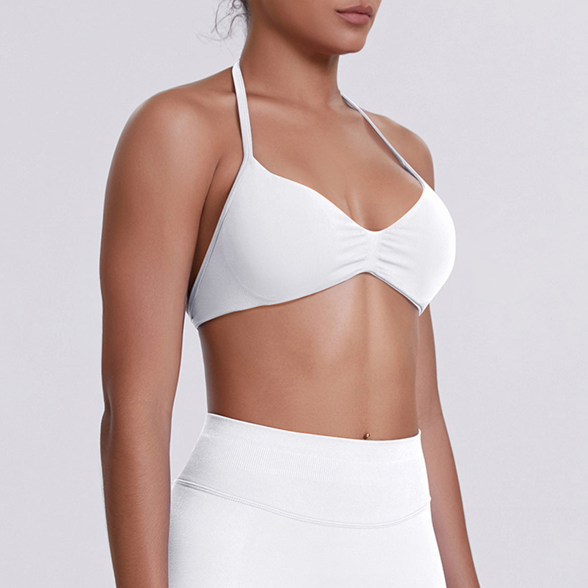 Sport Bra Strappy Bra Top Women High Support Thin Strap Halter Sport Seamless Bras Scrunch Workout Yoga Tank