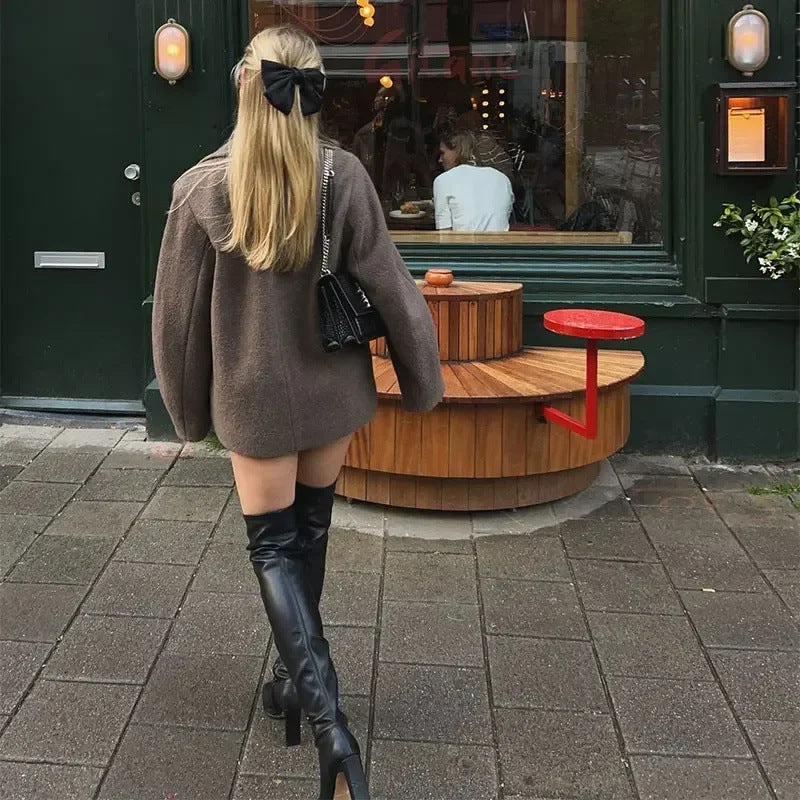 Double Breasted Wool Blazer Coat