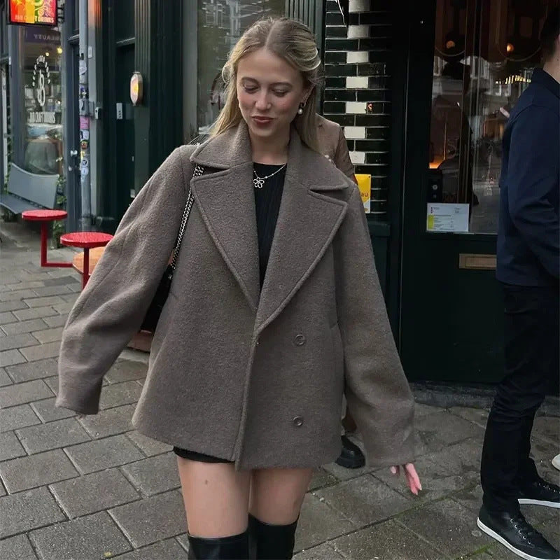 Double Breasted Wool Blazer Coat