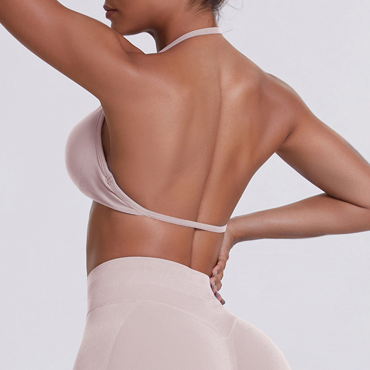 Sport Bra Strappy Bra Top Women High Support Thin Strap Halter Sport Seamless Bras Scrunch Workout Yoga Tank