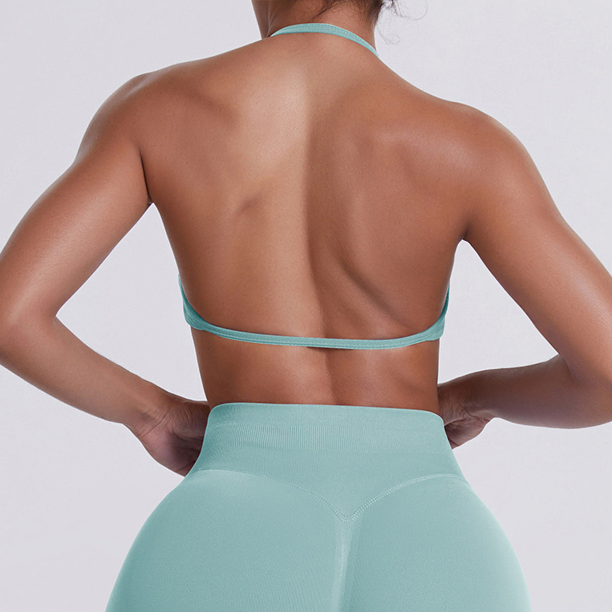 Sport Bra Strappy Bra Top Women High Support Thin Strap Halter Sport Seamless Bras Scrunch Workout Yoga Tank