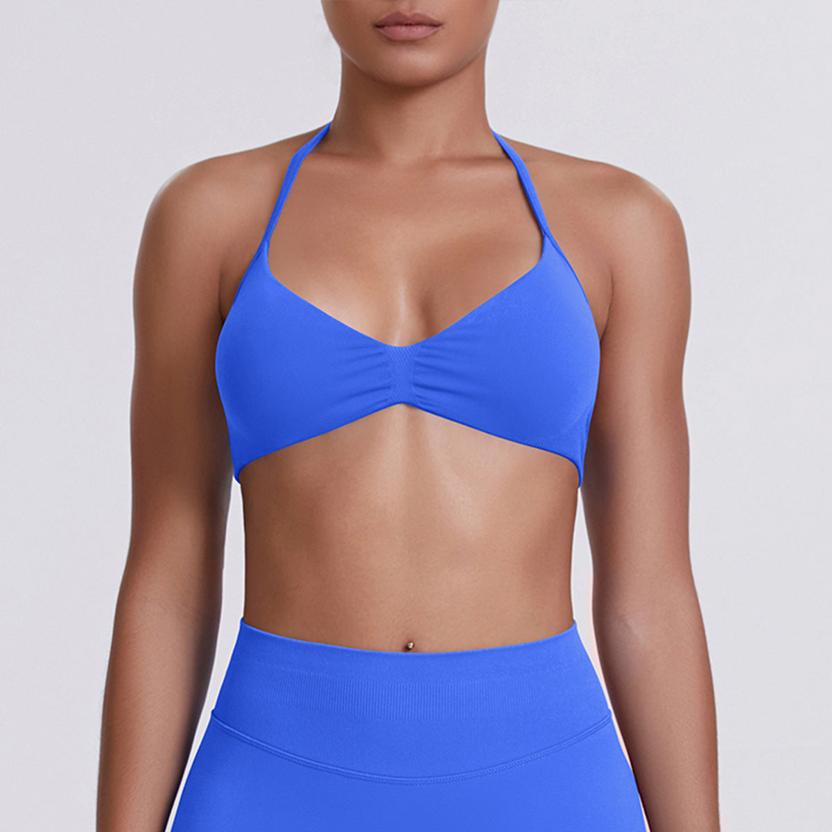 Sport Bra Strappy Bra Top Women High Support Thin Strap Halter Sport Seamless Bras Scrunch Workout Yoga Tank