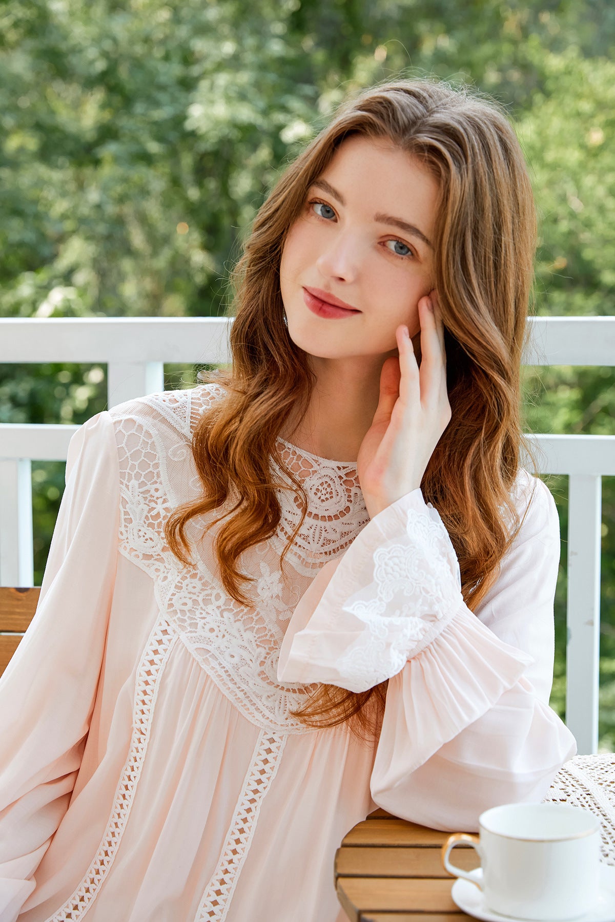 Romantic Lace Nightdress Women French Style Fairy Sleep Lace Dress Elegant Long Sleeve Cotton Nightgown Victorian Loungewear