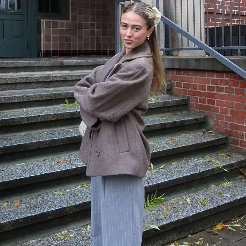 Double Breasted Wool Blazer Coat