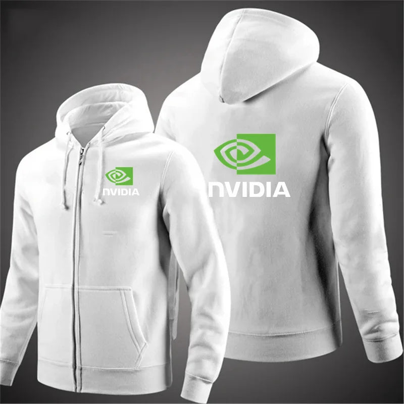 Autumn Men Nvidia Sweatshirts Long Sleeve Jacket Hoodie Zipper Closure Jacket Male Hoodies Sweatshirt Slim Fit Male Clothing