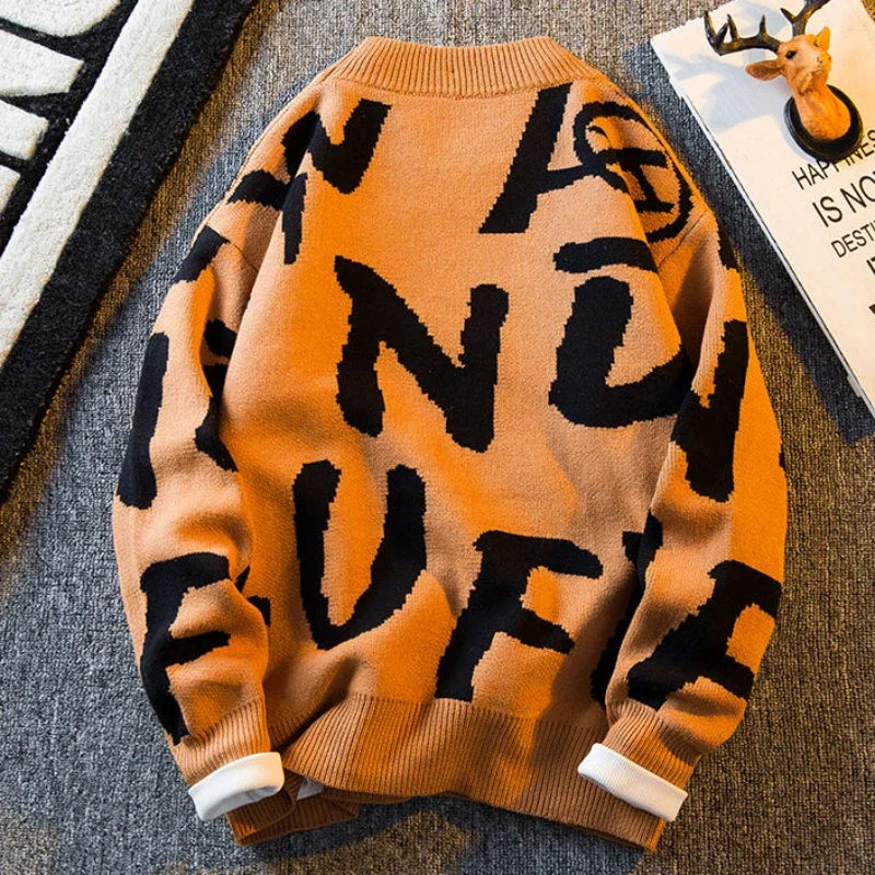 Graphic Knit Crew Pullover Sweater