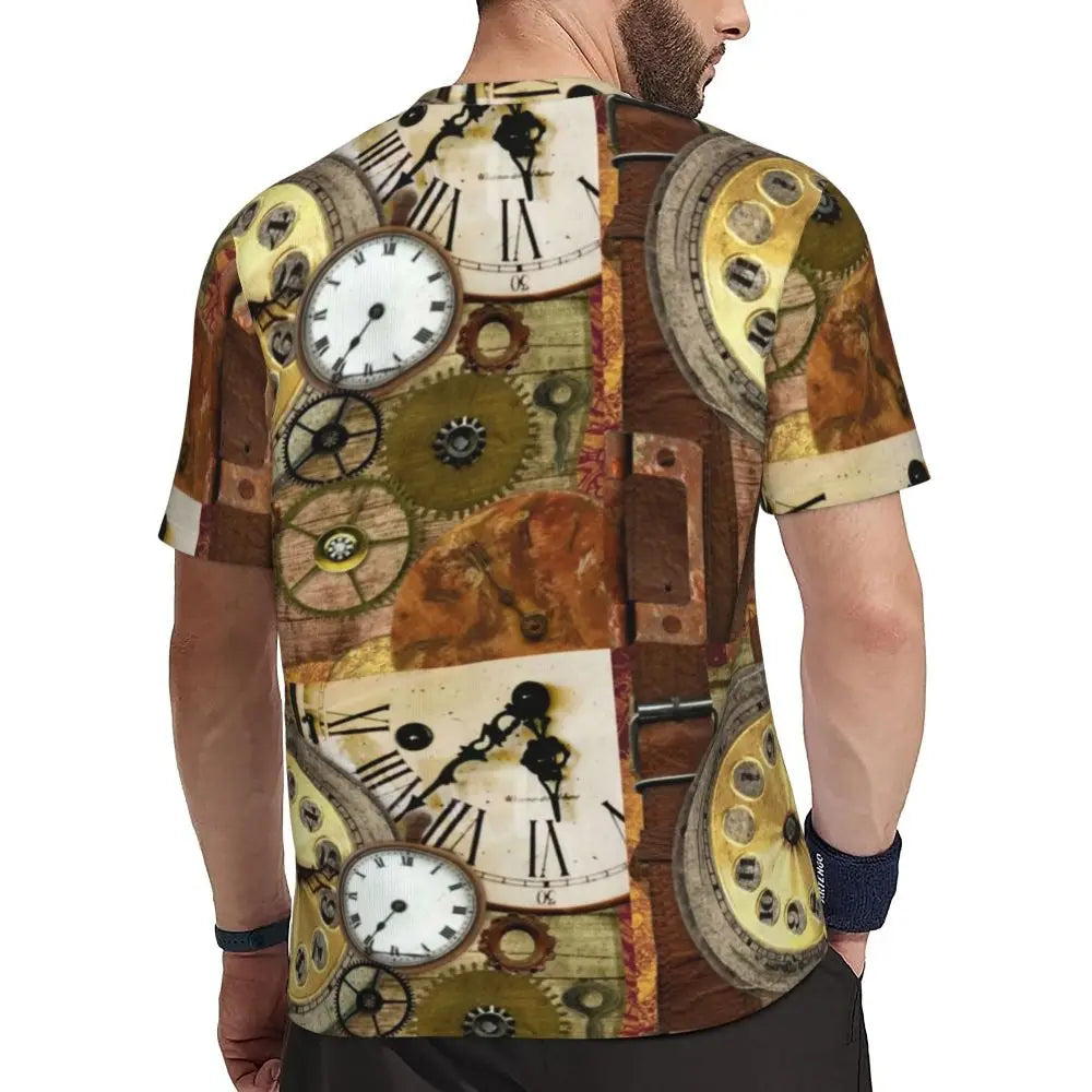 Gym T Shirt For Men Steampunk Design T-Shirts Fashion Wonderful Clockwork Vintage Summer Tees O Neck Streetwear Design Tops