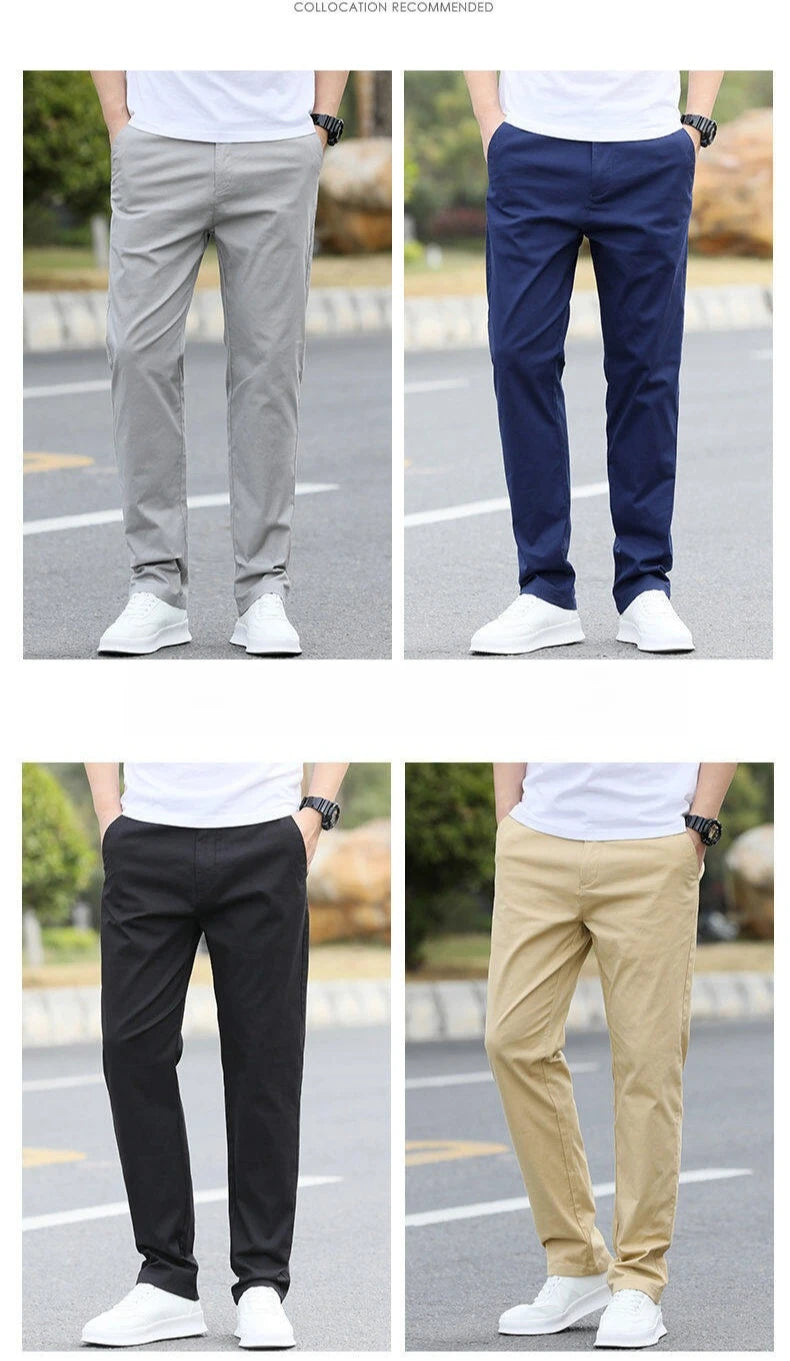 Men's High-Quality Chinos -Cotton Casual Trousers - Breathable Straight Pants (Sizes W28-w40)