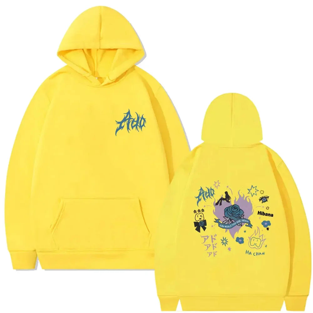 Ado World Tour 2025 Hibana Hoodie Men Women Clothing Fashion Japanese Style Pullover Man Casual Cotton Vintage Hooded Tracksuit