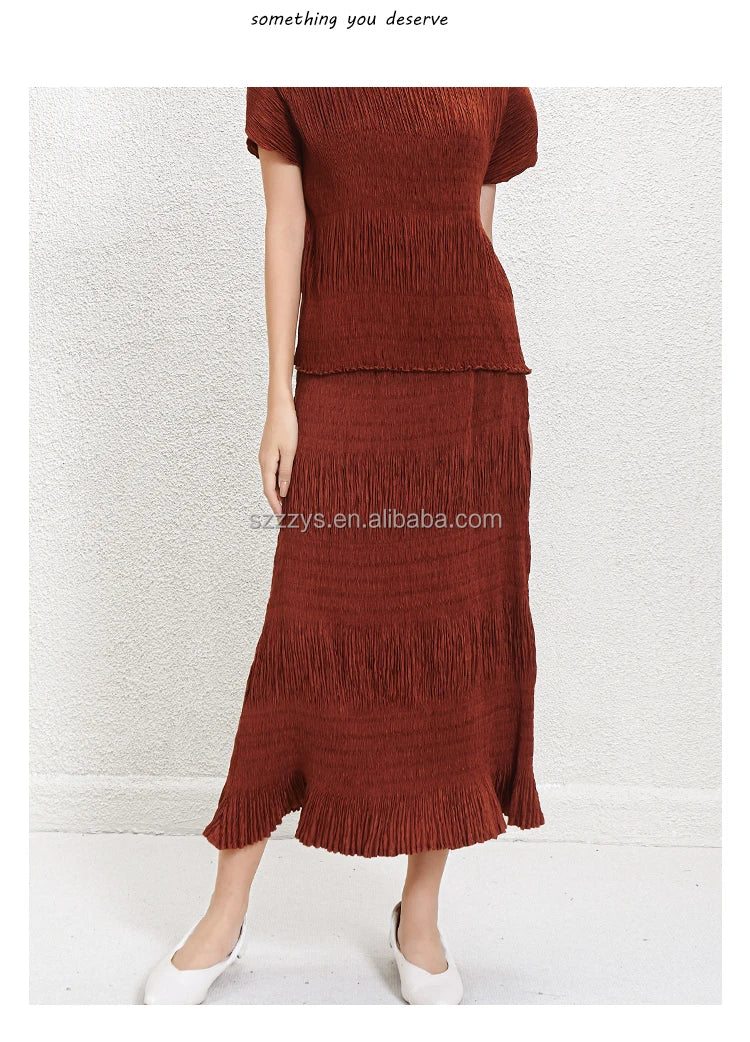 Flowy Pleated Chiffon Maxi Skirt