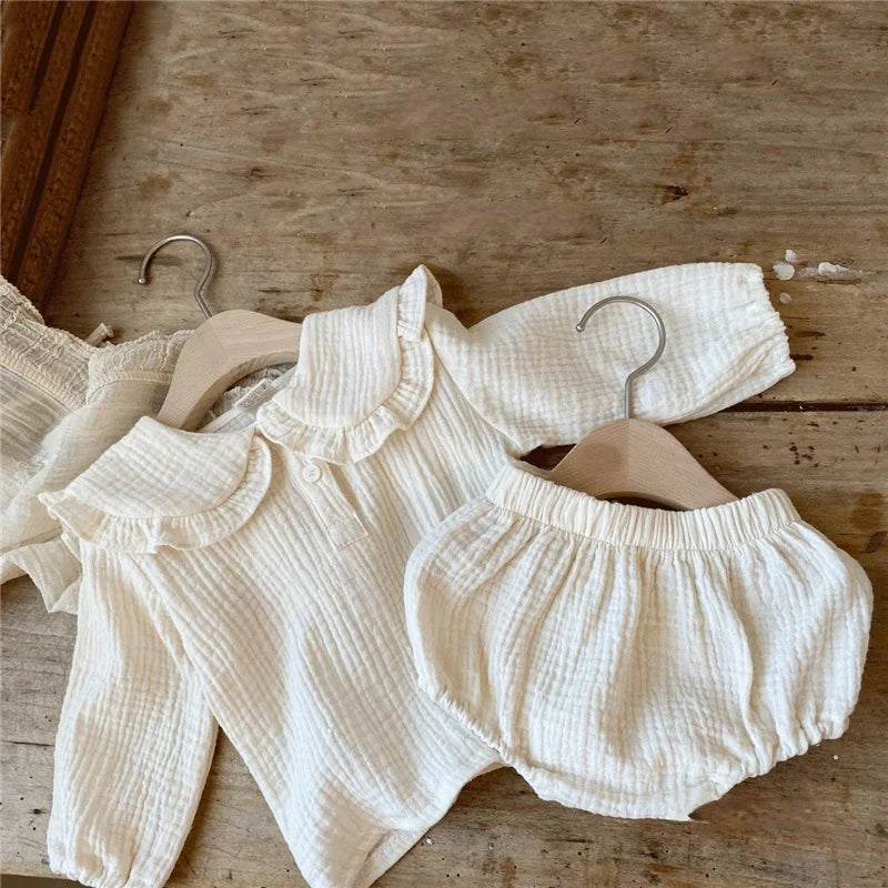 Navy Cotton Baby Outfit Set
