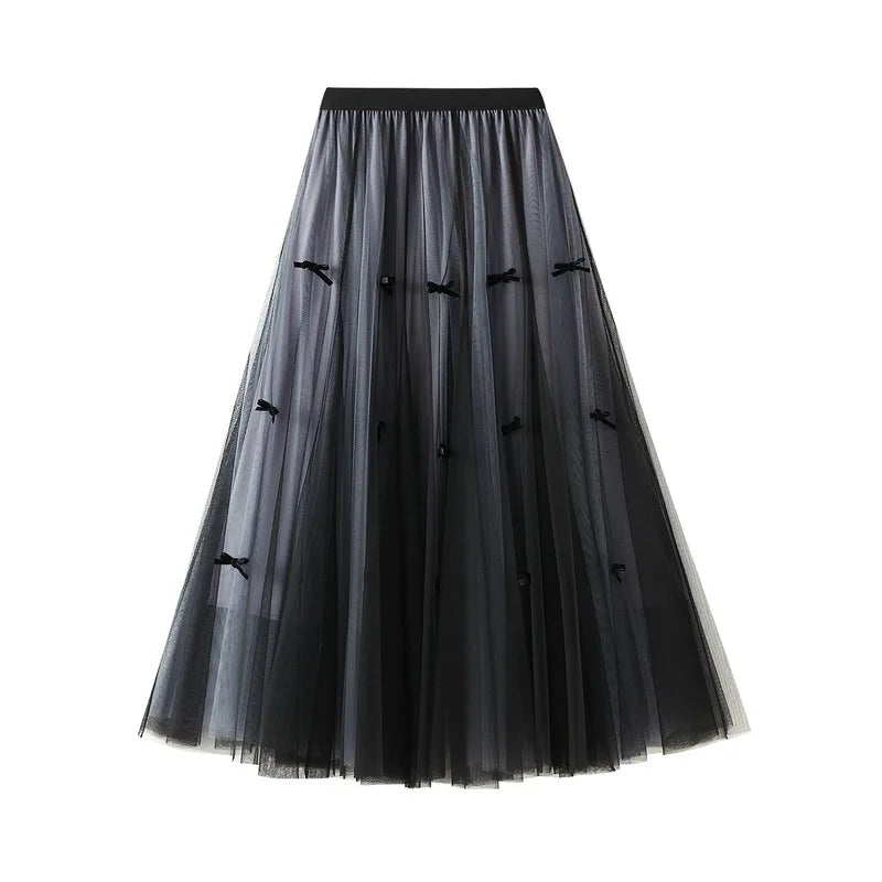 Women Skirt White Solid A-line Summer Simple Elegant Female French Style Fashion Vintage Long Skirt Oversized Women Skirt 0883