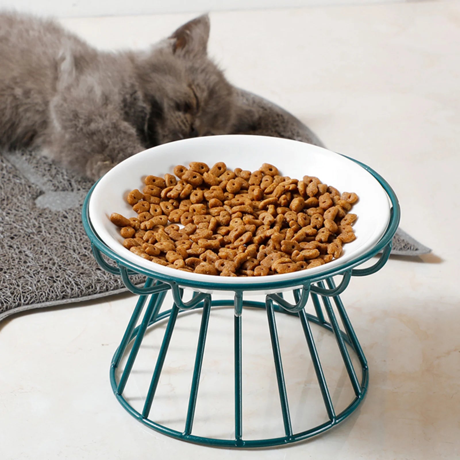 Pet Ceramic Bowl Nordic High Footed Ceramic Cat Food Bowl Snack Can Plate Anti Overturning Kitten Puppy Food Water Feeding Bowl
