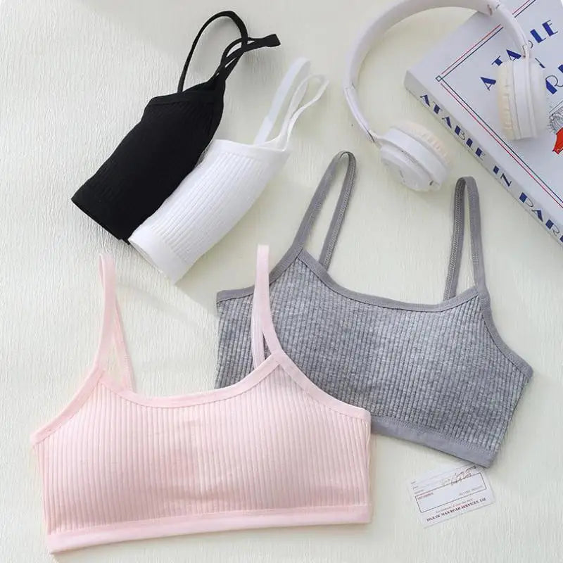1PC Cotton Teenagers Girls Training Bras Solid Developmental Girls Sports Bras Soft Brassiere Kids Tank Tops Children Underwears