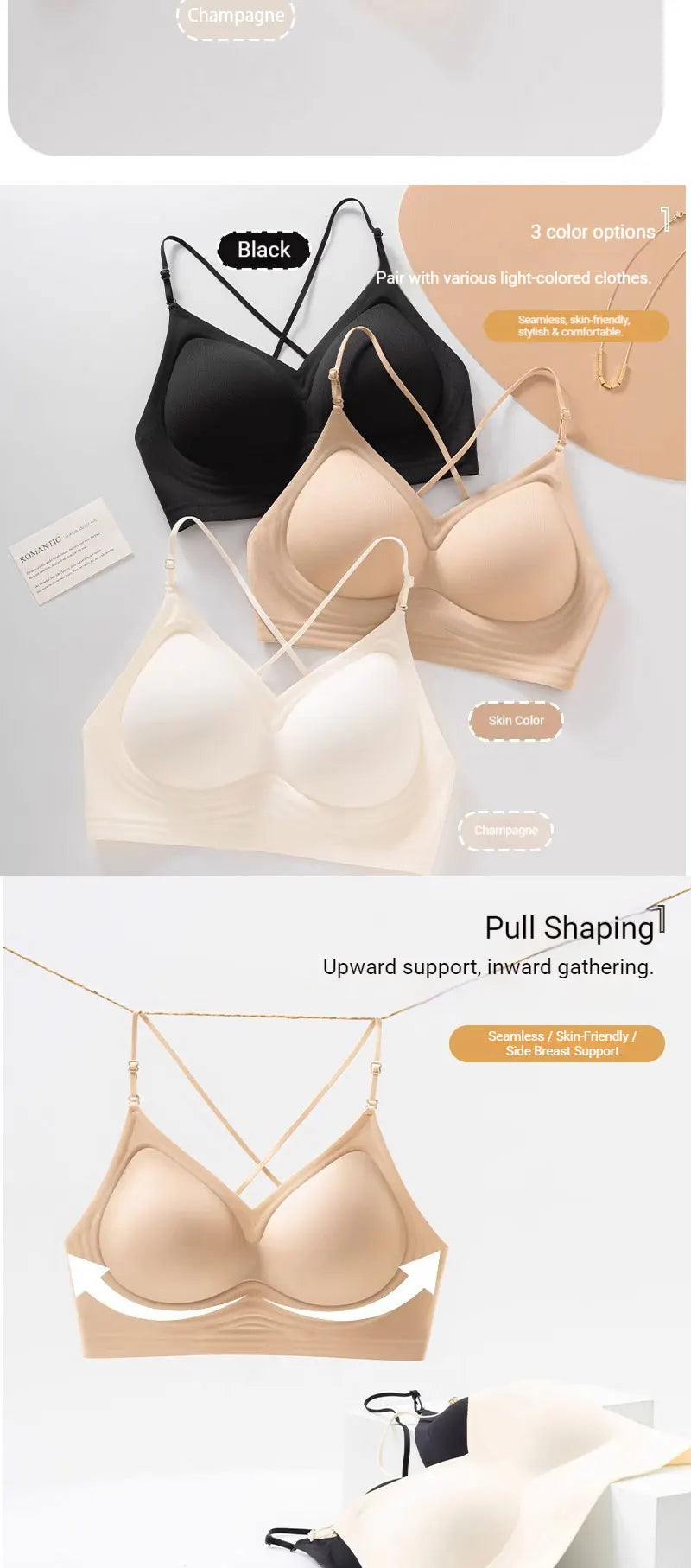 High Elastic Sports Bra 3 Ways Wearing Cross Back Wireless Padded Brassiere Breathable Invisible Yoga Fitness Workout Lingerie