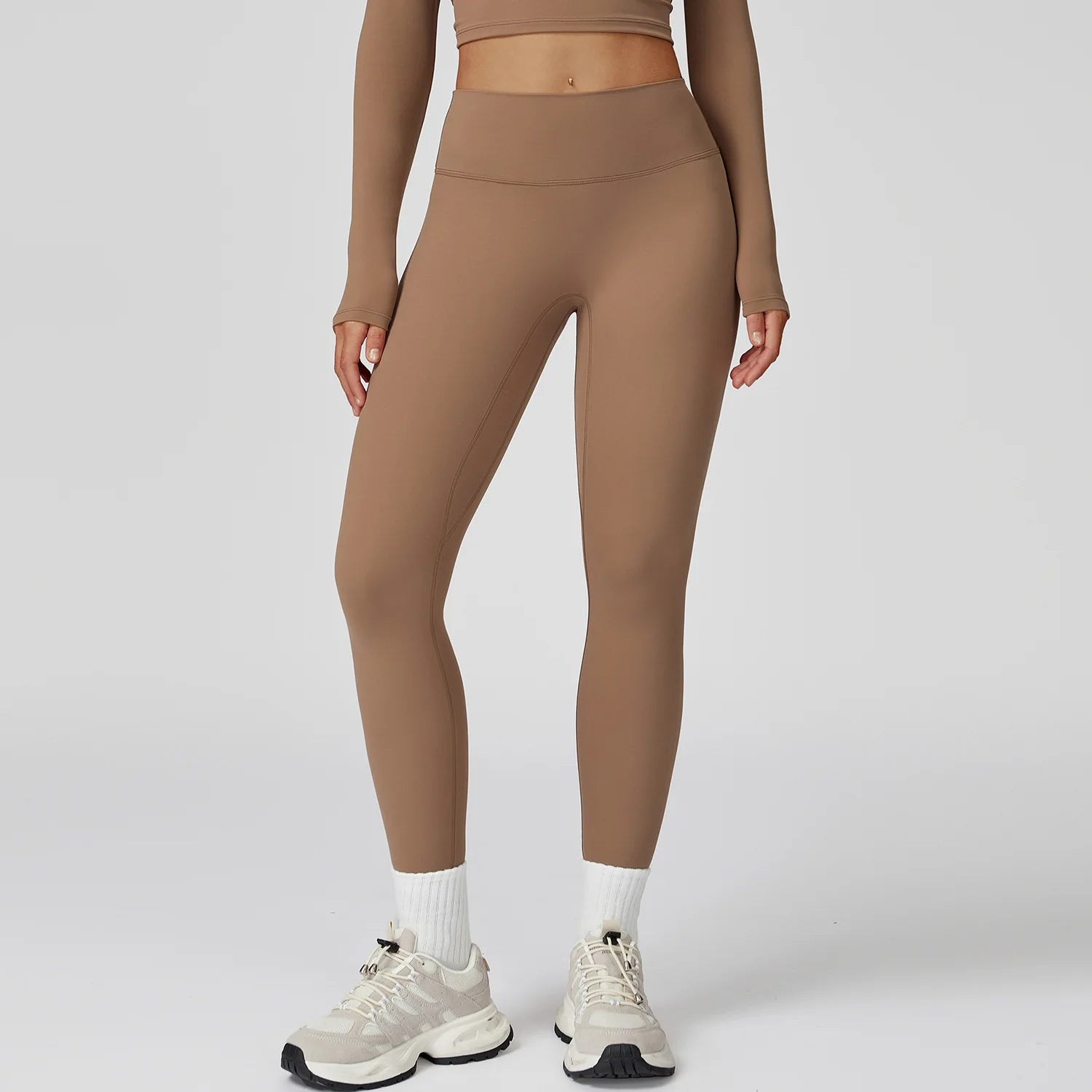 Fitness Leggings High Rise Hip Lift Brushed Soft Material For Ladies Outdoor Elastic Slim Fit Outer Wear Sports Tight Pants
