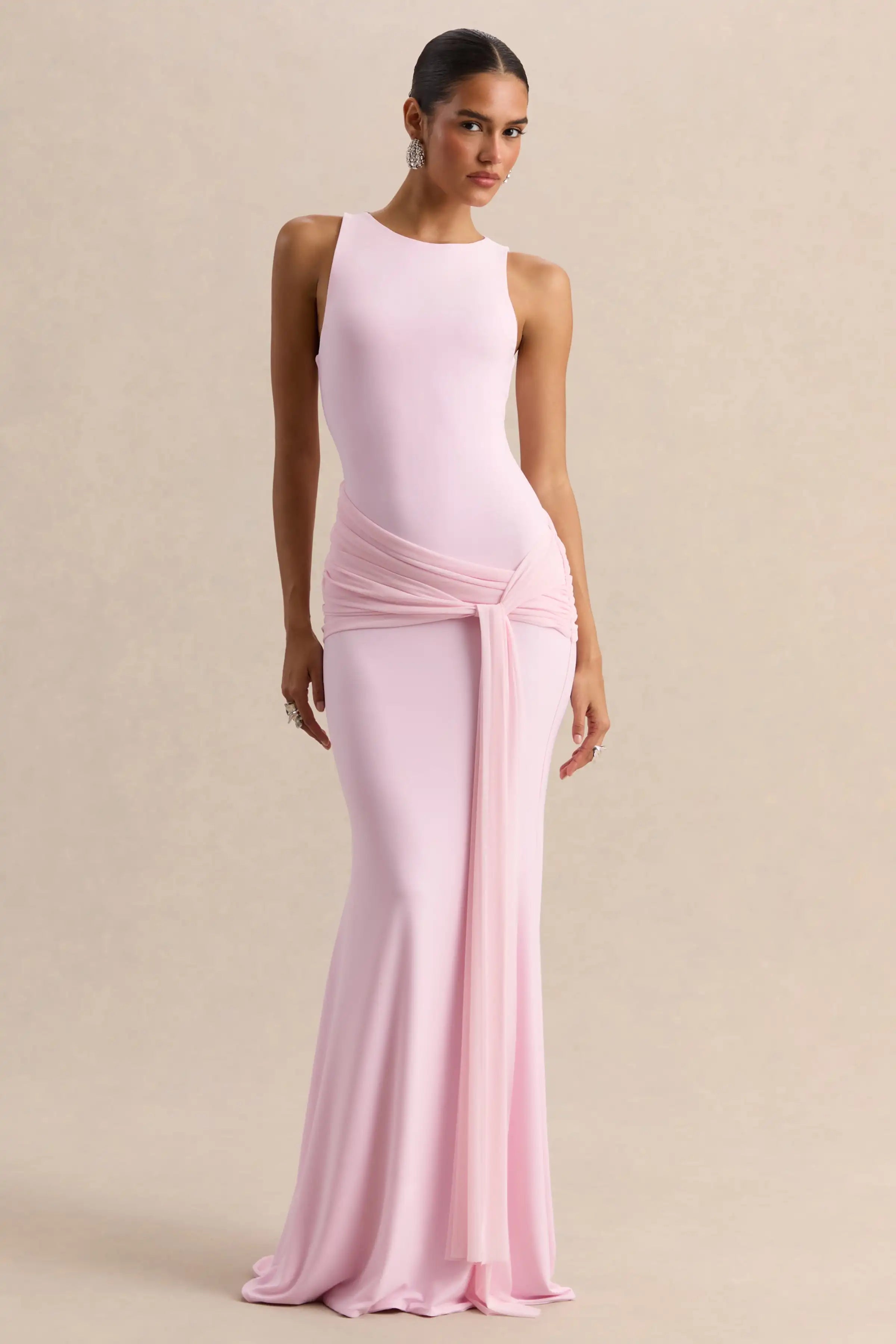 Elegant Mermaid Evening Dress Draped Detachable Cape Sleeveless Bodycon Maxi Gown Wedding Party Elegant Draped Formal Dress