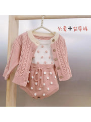 Striped Knit Baby Girl Romper