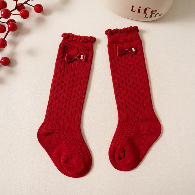 Sparkly Bow Baby Knee Socks