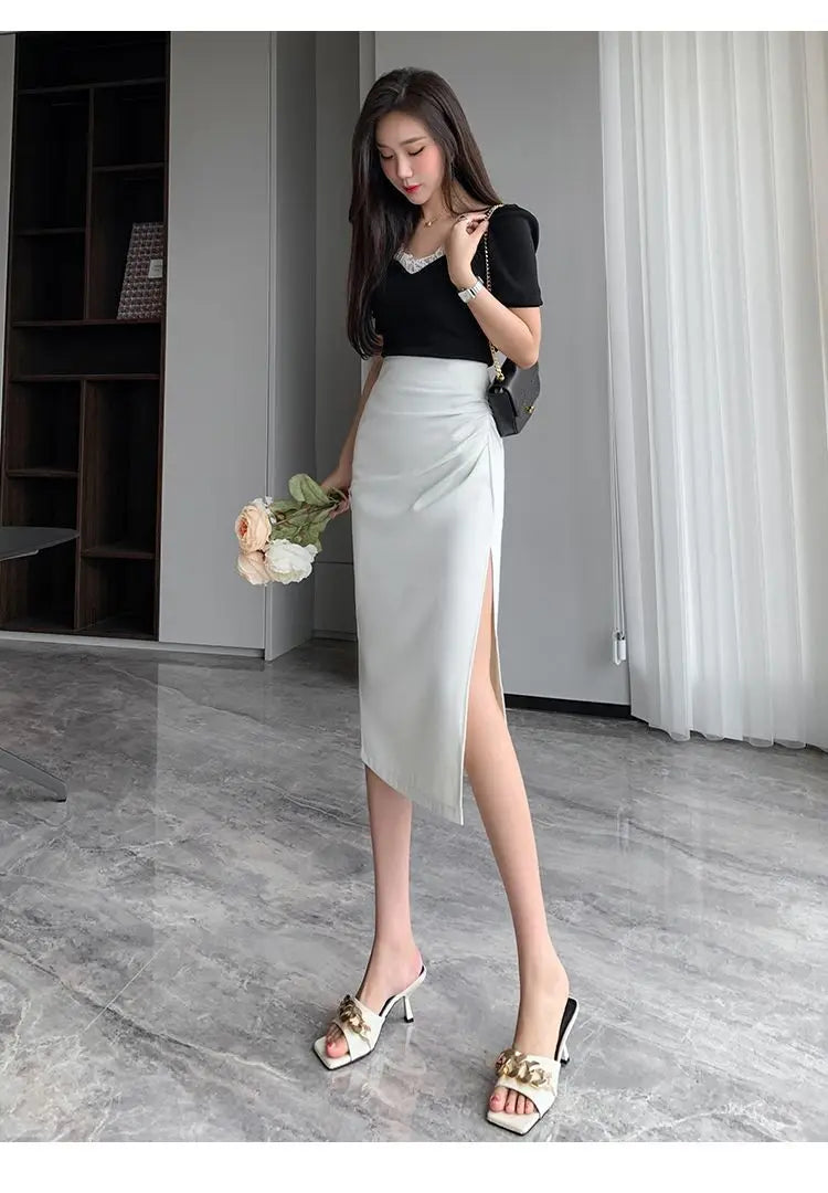 Sleek Pleated High Waist Skirt