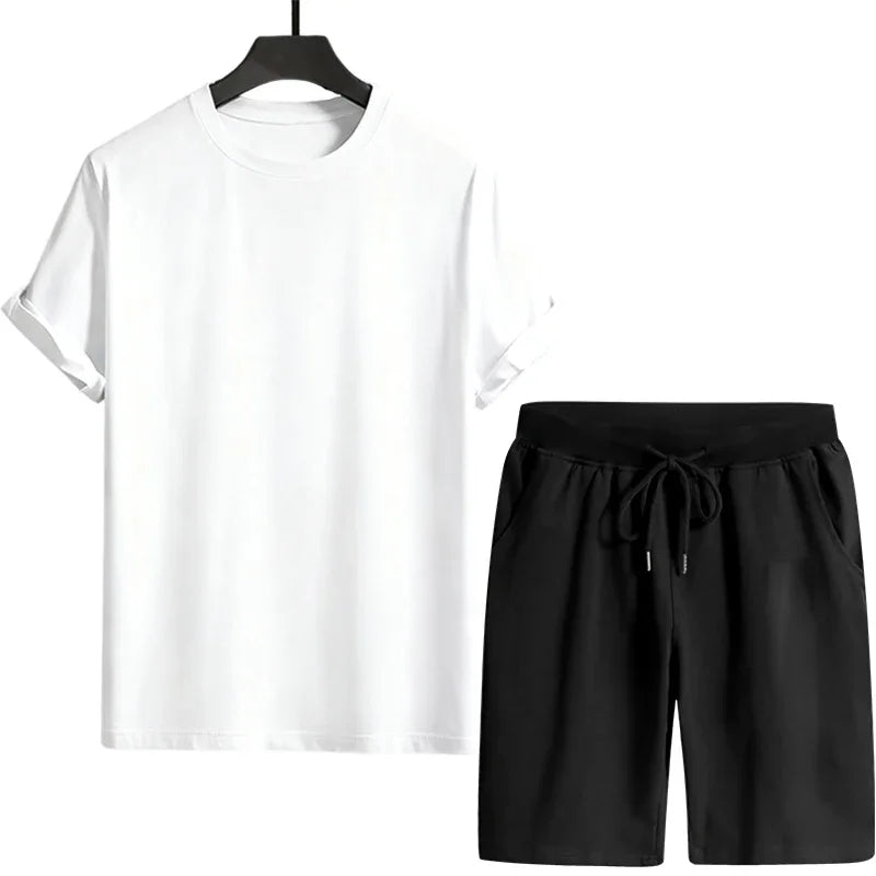 Men's Tracksuit T-shirts and Sports Shorts Urban Casual Fashion Short Sleeve Outfits Male Summer Home Outdoor Comfort Tees Set