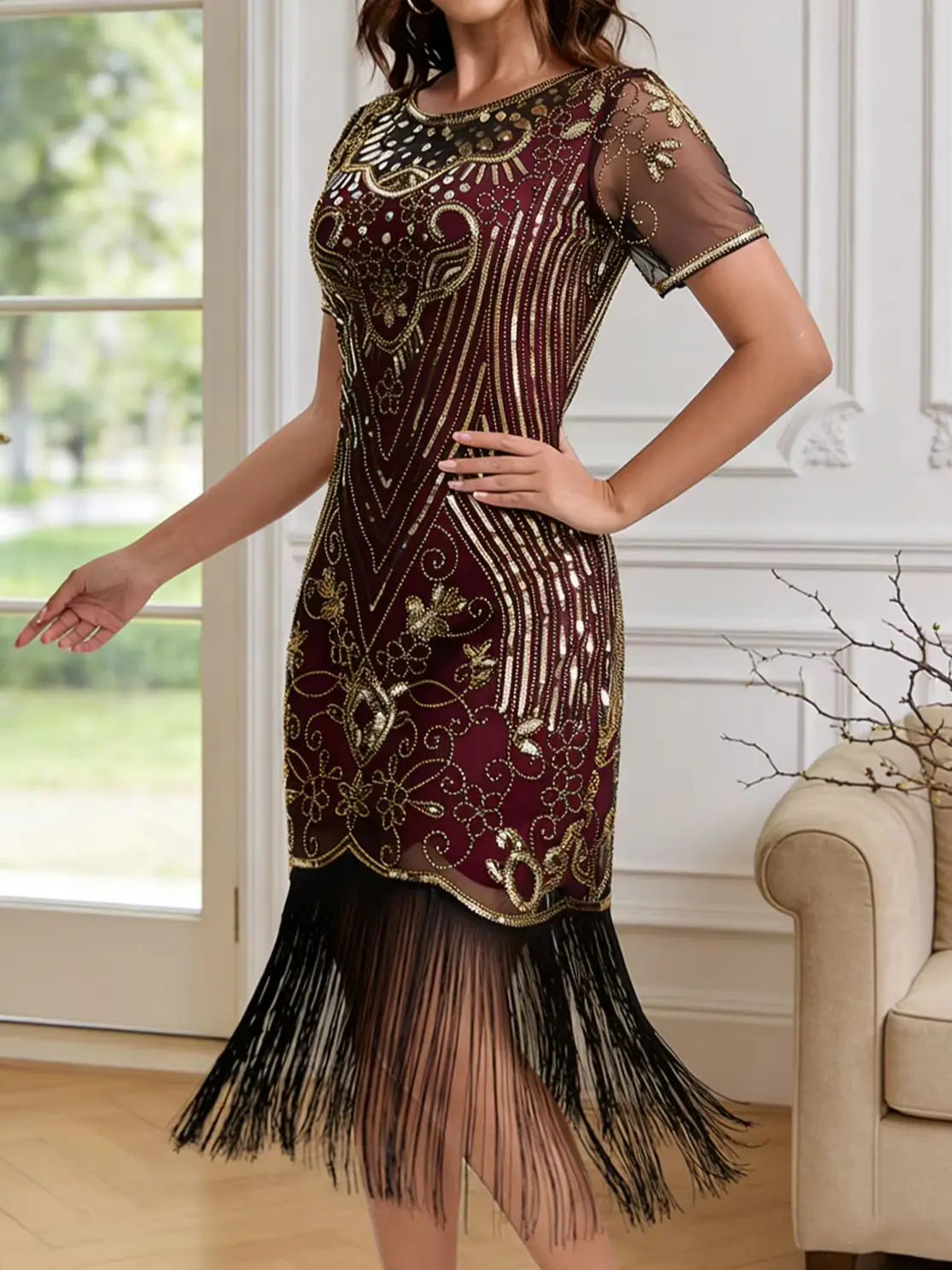 Women's Flapper Dresses 1920s for Women Great Gatsby Sequin Fringed Roaring 20s Cocktail Dress