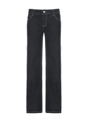 Women's Slim Fit Flared Jeans Y2K Vintage Low Rise Stretch Denim Pants with Embroidery Distressed Style for Everyday Outfits