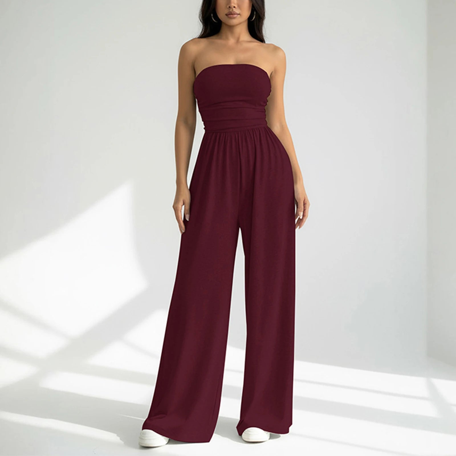 Strapless Wide Leg Casual Jumpsuit