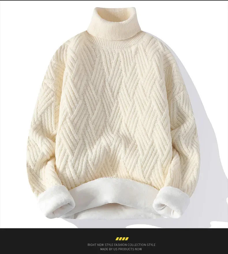 New Winter Men Fleece Warm Turtlenecks Sweaters Man Loose Casual Knitted Pullovers High Quality Male Pullovers Thicker Clothing