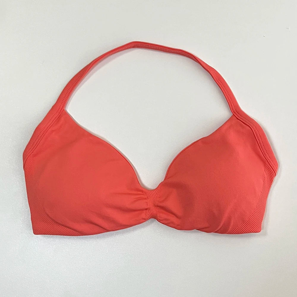 Sports Bra Women Strappy Backless Sports Top With Removable Cups Workout Clothing Gym Crop Top Fitness Seamless Halter Yoga Bra