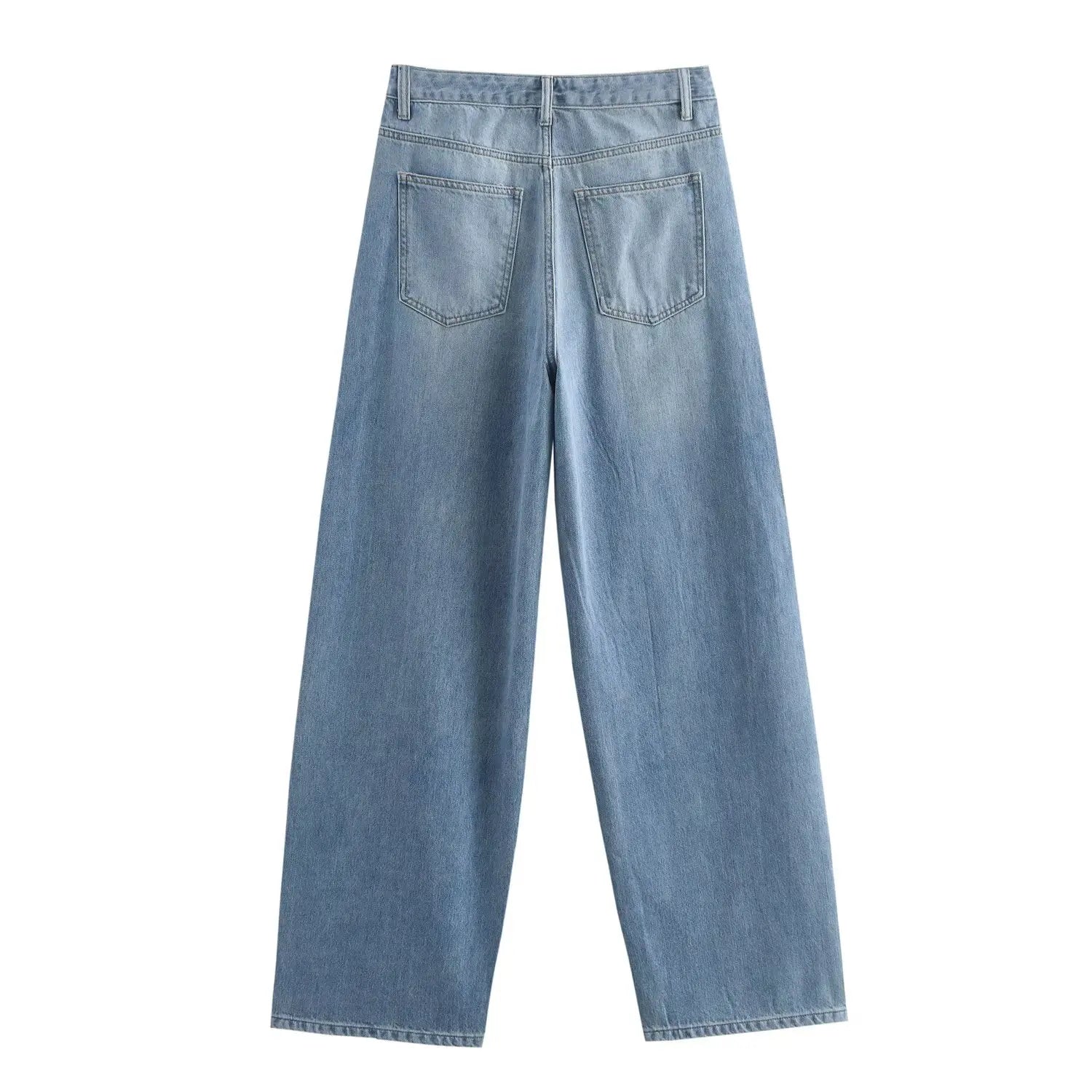 Slanted Placket Retro Wide Jeans