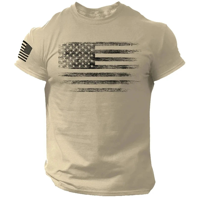 Gym Men's T Shirt For Men 3d Print USA Flag T-shirts Casual Oversized Short-sleeved Tees Summer Sportswear Tops Men Clothing