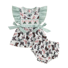 Striped Butterfly Girls Summer Set