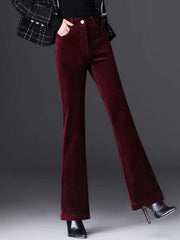High Waist Corduroy Women's Pants Spring Autumn Winter Fashion Micro Flared Casual Trousers Slimming Warm Long Pants