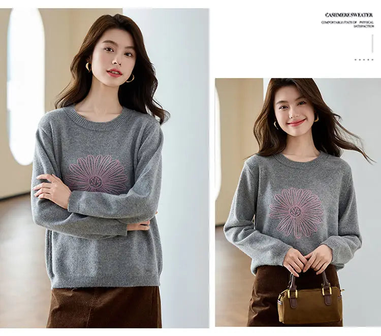 Classic Gray Winter Knit Pullover
