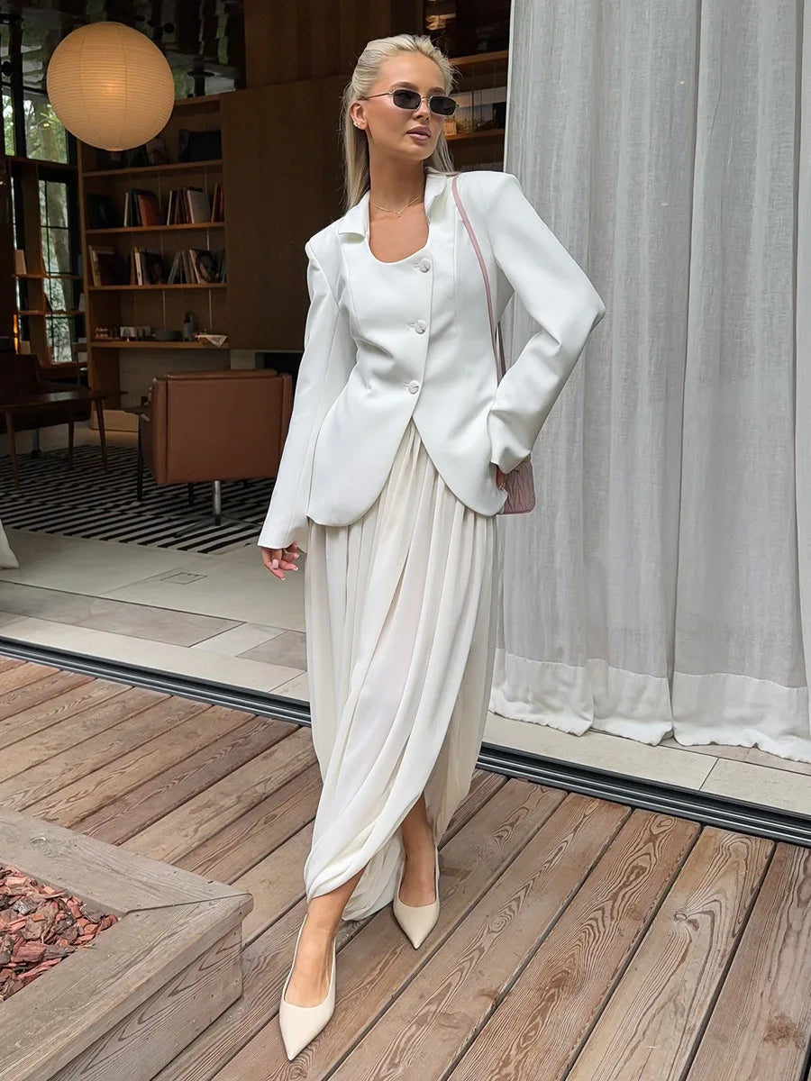 Irregular Skirt for Women Spring Summer New Elegant Street Style Skirt Women's Fashion Loose Ruched Draped Side Split Maxi Skirt