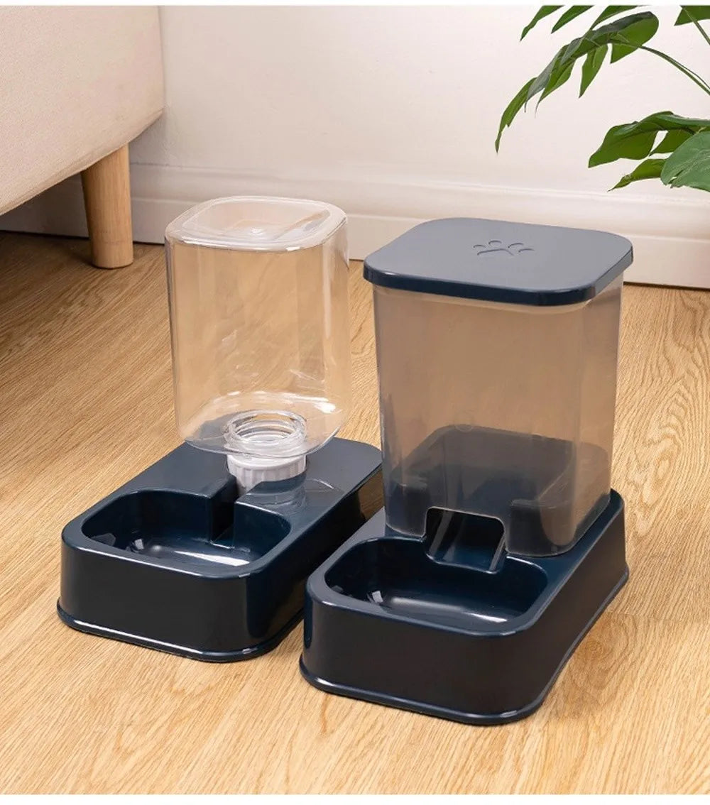 1.2L/1.5L Pet Automatic Feeder Plastic Large Capacity Cat Dog Water Dispenser Feeder Set 3 Colors 2 Styles