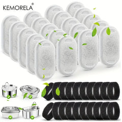 20PCS Cat Water Fountain Activated Carbon Dog Water Bowl Dispenser Replacement Filters with 20 Sponges for Home Pet Hydration