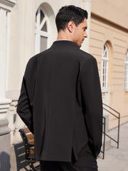 Men’s Plus-Size Stand Collar Business Blazer