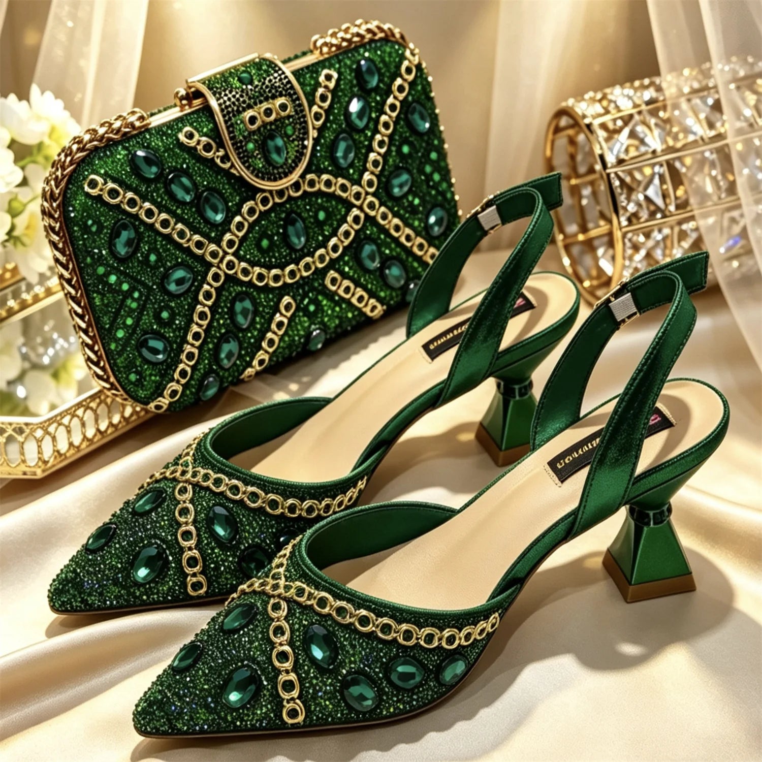 Pointed Toe High Heels Shoes and Matching Bag Set Women Fashion PU Leather Pumps Shoulder Bag Party Wedding Dress Footwear Handb