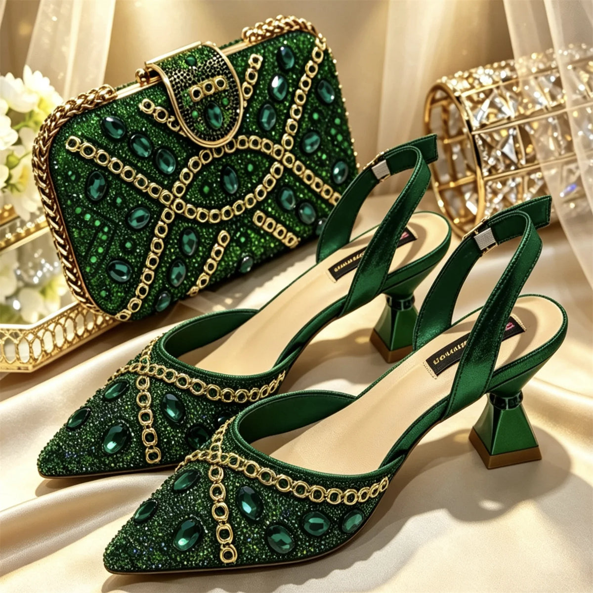 Pointed Toe High Heels Shoes and Matching Bag Set Women Fashion PU Leather Pumps Shoulder Bag Party Wedding Dress Footwear Handb