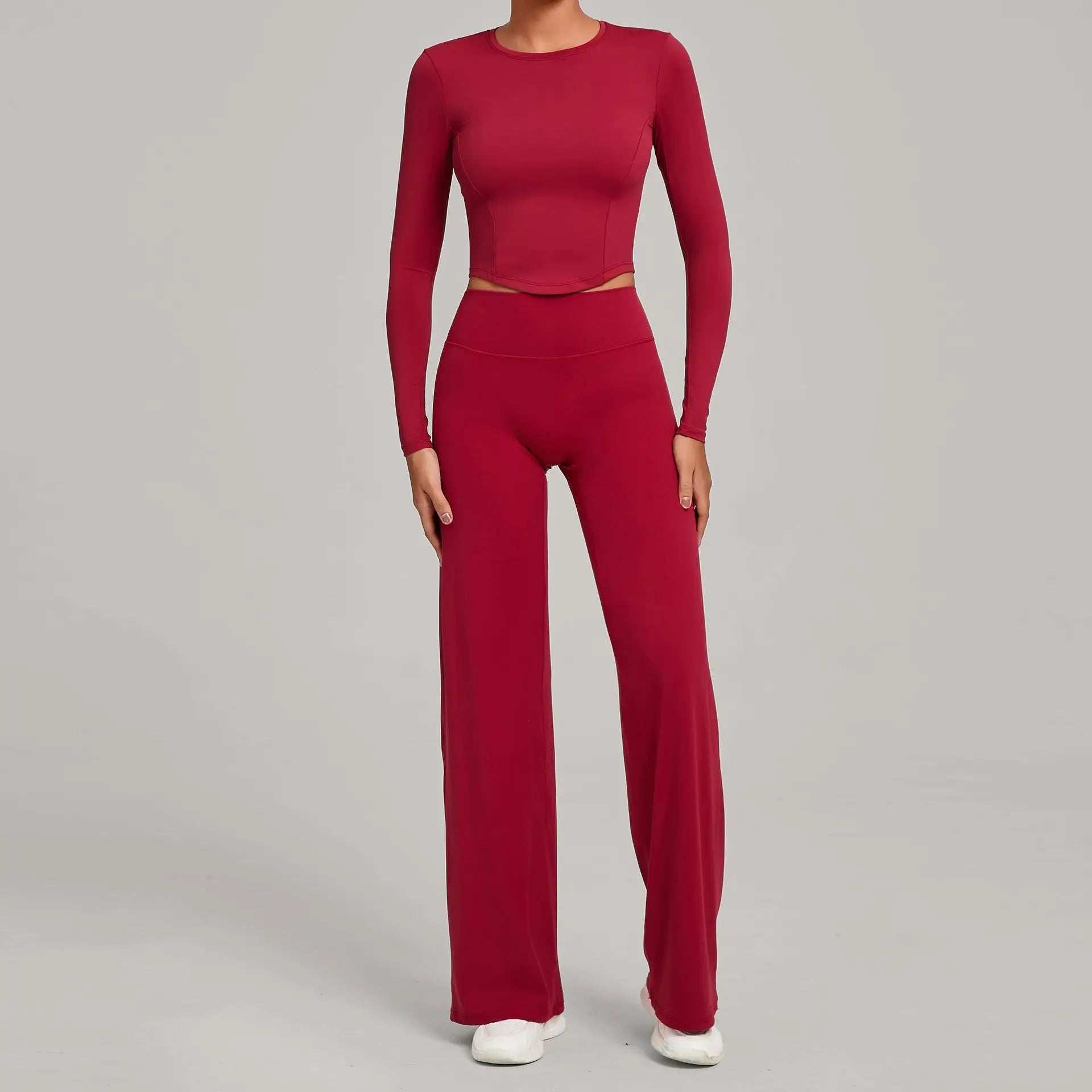 2PCS Yoga Set Women Yoga Pant Workout Tracksuit Sportswear Gym High Waist Straight Leg Bottoms Fitness Bta Sports Suit XP01