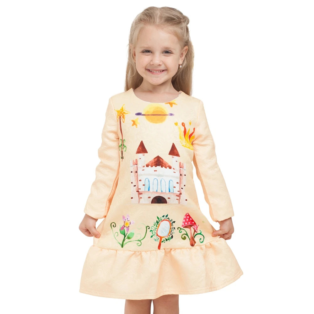 Printed Flower Casual Girls Dress