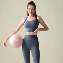 Women's One-Cup Sports Bra Shockproof Anti-Sagging for Running High-Intensity Yoga Fitness Wear Beautiful Back Design