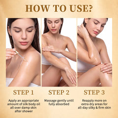 Silk Body Oil Face Body Versatile Care Fast Absorbing Deep Hydration Silky Smooth Brighten Even Tone Firm Skin Silk Body Oil