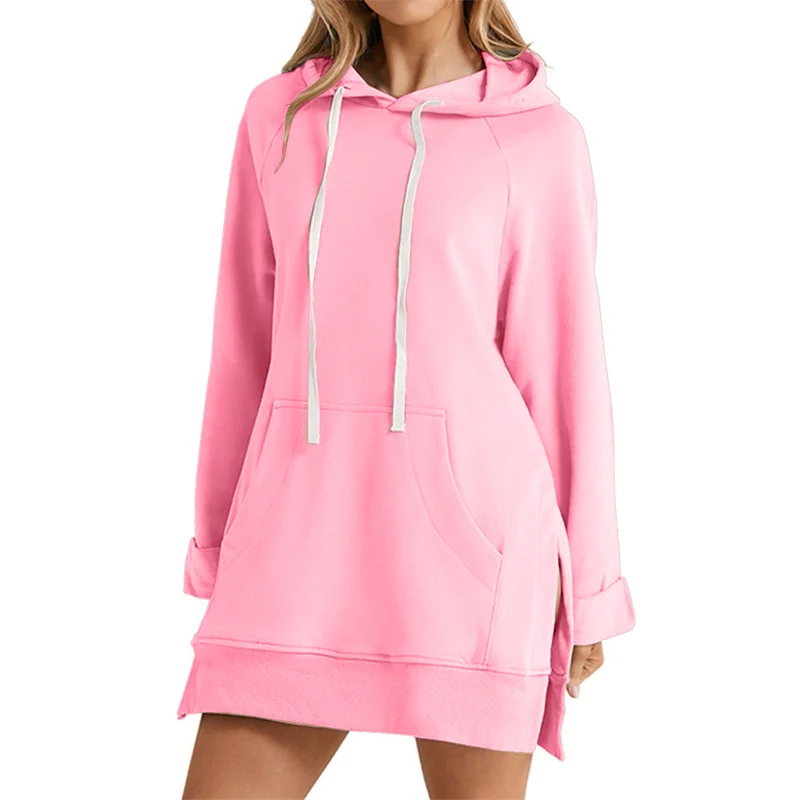 Hooded Slit Hem Hoodie Dress